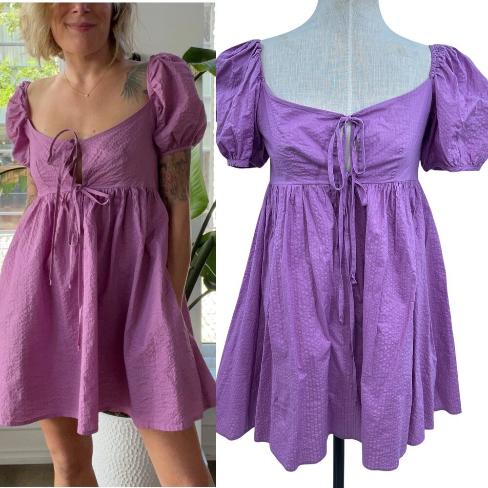Ciao‎ Lucia Ischia Dress Mini Puff Sleeve Orchid Purple Pink Size XS